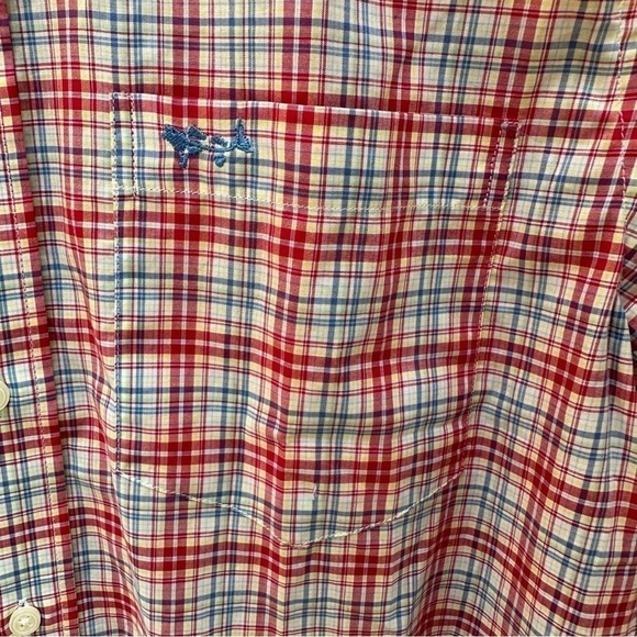 Coastal Cotton Plaid Long Sleeve Red White Blue Button Down Shirt‎ Mens Small - Picture 4 of 5
